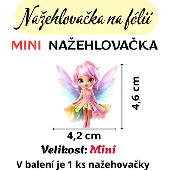 Nažehlovačky na fólii Nažehlovačka na fólii, LÉTAJÍCÍ VÍLA, 1 kus Zvolte VELIKOST motivu ZDE:: MINI velikost