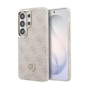Pouzdro na mobilní telefon Guess PU Leather 4G Strass Logo Gold Frame Magnetic Zadní Kryt pro Samsung Galaxy S26 Ultra Pink