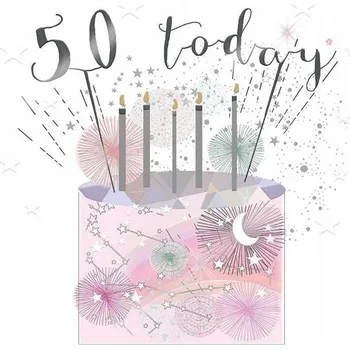 Obraz Přáníčko malé čtverec s obálkou Narozeniny 50 svíčky