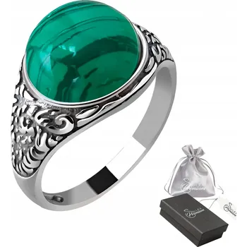 Prsten Prstýnek ryzost 925 Stylový Prstýnek s Malachitem| vel. 22