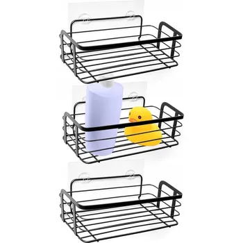 Koupelnový nábytek 3x Černá KOUPELNOVÁ polička do sprchy, do kabiny