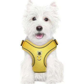 Postroj pro psa Postroj pro psa s vodítkem, vycházkový, reflexní, nastavitelný, měkký, velikost L, žlutý