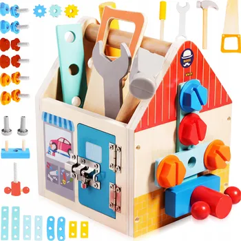 Dřevěná hračka DŘEVĚNÁ SADA NÁŘADÍ KUFŘÍK KLADIVO DÍLNA PRO MALÉHO KUTILA