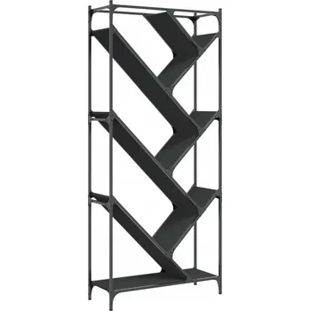 Knihovna Regál, černý, 79x30x180 cm, dřevotříska a kov