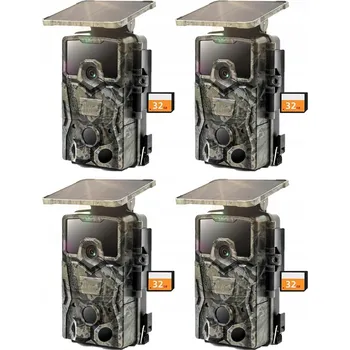 IP kamera 4 KUSY SOLÁRNÍ FOTOPAST KAMERA PRO LOV A LESNICTVÍ 48MPX 4K s 32GB