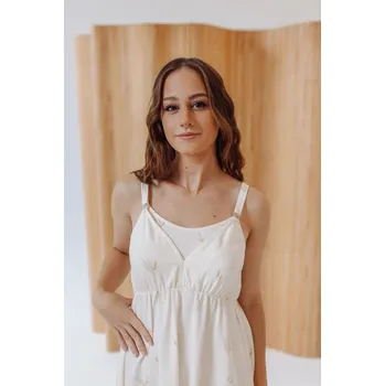 Dámská noční košile Mamushie noční těhotenská a na kojení košile Klasy - ecru [Velikost L]