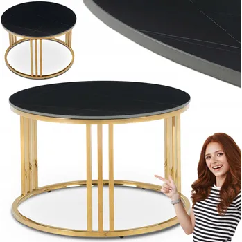 Jídelní stůl Stůl Kulatý Kuchyňský Do Obývacího Pokoje Jídelny Kuchyně Malý Černý KORIN Ø70