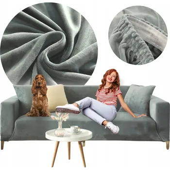 Napínací potah Potah na 3místnou pohovku MORE&DECO pružný velur šedý 190-230 cm