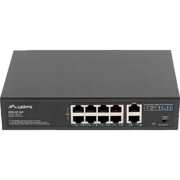 Switch Switch Lanberg RSFE-8P-2GE-120 8xPoE, 2xGb Upl, rack