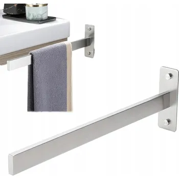 Věšák KOUPELNOVÝ VĚŠÁK SAMOLEPICÍ VĚŠÁK NA RUČNÍKY 38 CM STŘÍBRNÝ MATNÝ