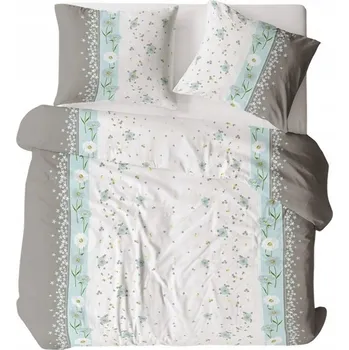 Povlečení Krepové povlečení 180x200 šedá bílá modrá pruhy květy Bielawa KARO