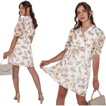Dámské šaty MINI ŠATY S KVĚTINOVÝM ŠATY EY2508 - XS