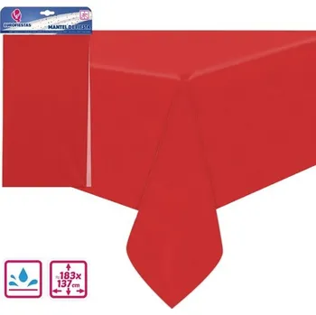 Prostěradlo Stůl Přikrytý Červeným Voděodolným Ubrusem 183x137cm