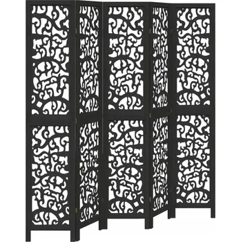 Paraván Paraván 5-panelový, černý, masivní dřevo paulovnie