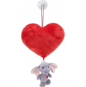 plyšák NICI PLYŠOVÉ SRDÍČKO 15 CM S PLYŠOVÝM SLONÍKEM TMAVĚ ŠEDÝ 10 CM PŘÍSAVKA