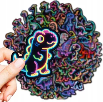 samolepka Samolepky DINOSAUŘI DRAČI VINYLOVÉ NEONOVÉ 56 KS voděodolné