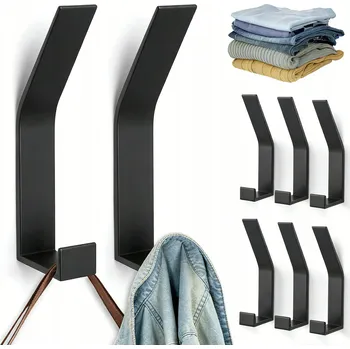 Věšák 6 KUSŮ KOVOVÝ NÁSTĚNNÝ VĚŠÁK, PEVNÝ, NA RUČNÍKY, BUNDY, ČEPICE, TAŠKY