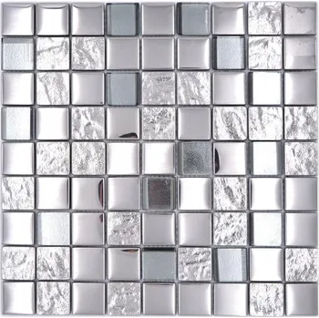 Obklad Skleněná mozaika WzorcowniaStudio 30 x 30 cm, odstíny šedé a stříbrné