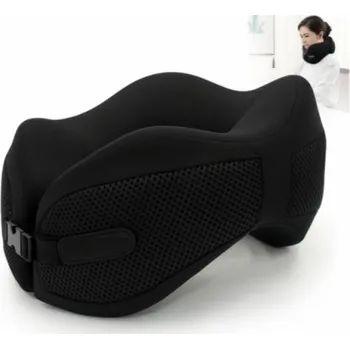 Polštář Ortopedický polštář 360° z paměťové pěny – černý, cestovní