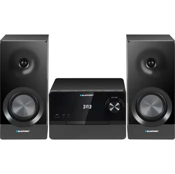 Radiopřijímač Mikrotower Blaupunkt, výkon 100 W RMS, tuner DAB+, LED displej, FM rádio, teleskopická anténa v sadě, konektor HDMI ARC, CD/MP3/USB/BT, budík s funkcí alarmu, MS49DAB