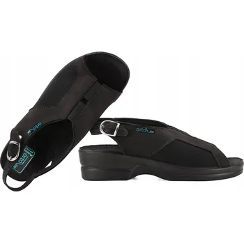 Dámské sandále ADANEX 26191 TEXTILNÍ ELASTICKÉ SANDÁLY NA VBOČENÝ PALEC BIO PU ORTOline 36 Černá
