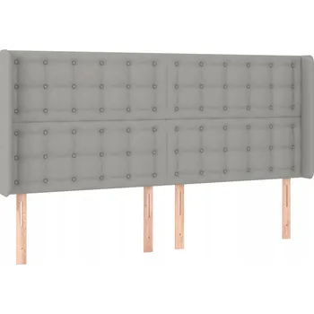 Čelo postele s uši, světle šedé, 183x16x118/128 cm, látka