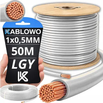 elektrický kabel VODIČ LGY KABEL JEDNOŽILOVÝ ELEKTRICKÝ 1X0,5MM BÍLÝ 50M METR