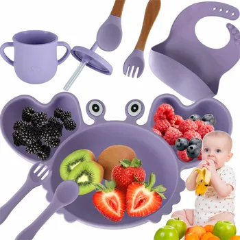 KIK Silikonové dětské nádobí baby crab sada 9 kusů fialová