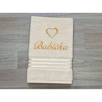 Ručník Ručník BABIČKA se srdíčkem 50x100 linie vanilka