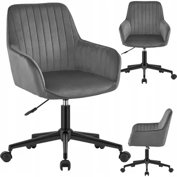 Kancelářská Otočná Židle Židle Velurová K Psacímu Stolu Toaletní Stolek Šedý Sametový