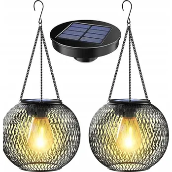Venkovní osvětlení 2x SOLÁRNÍ ZAHRADNÍ LED LAMPION ZÁVĚSNÝ VENKOVNÍ LUCERNA