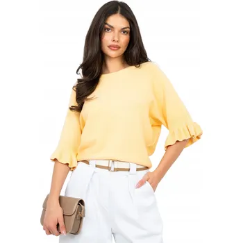 Dámský svetr Italy Moda dámský svetr žlutý klasický k bokům velikost univerzální