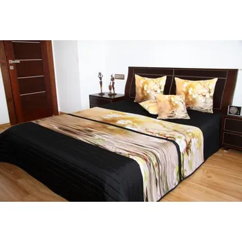 Přehoz na lůžko Přehoz na postel černo béžový s květinami Šířka: 220 cm | Délka: 240 cm