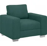 Tmavě zelená pohovka, látka, dřevo, standardní ergonomická