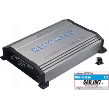 Zesilovač do auta Čtyřkanálový zesilovač do auta HiFonics ZXE600/4, RMS výkon 4x100 W