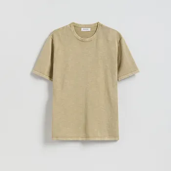 Pánský svetr Reserved - Bavlněný svetr s krátkými rukávy - béžová - 457JR-80X - 457JR-80X-M