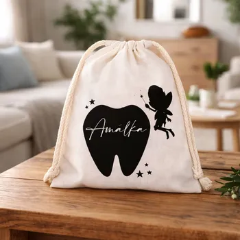 Školní sáček Bavlněný pytlík s vlastním jménem VÍLA Velikost pytlíku: 15 X 20 cm