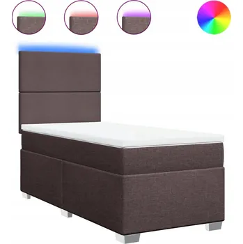 Postel Kontinentální postel s LED osvětlením, tmavě hnědá, 200 x 90 x 140,5/150,5 cm