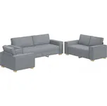 Sedačka 3dílná Světle šedá Lněná látka