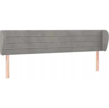 Čelo postele s ušima, světle šedé, 183x23x78/88 cm, sametové