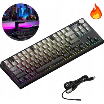 Klávesnice MECHANICKÁ KLÁVESNICE BLUETOOTH 2,4 GHZ DRÁTOVÁ, ŠEDÉ SPÍNAČE