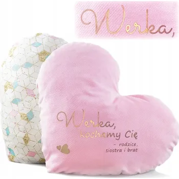 Obraz Dárek pro dítě - Polštář srdce s jménem - Oboustranný Růžový