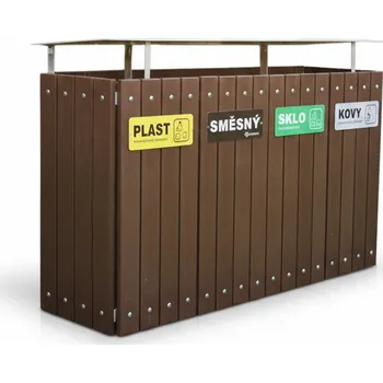 Venkovní odpadkový koš PROFIBA Odpadkový koš Čtyřkoš se stříškou