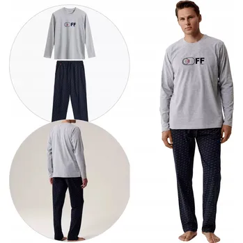 Pánské pyžamo Atlantic PÁNSKÉ PYŽAMO ATLANTIC NMP-390/SZMJ/GRA/XL dlouhý rukáv velikost XL