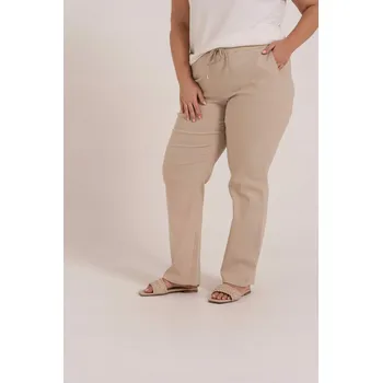 Dámské kalhoty Moraj elegantní dámské kalhoty rovného střihu dlouhé béžové velikost 2XL/3XL