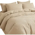 Povlečení Fleece 160x200 MEDVÍDEK Sada Povlečení Zimní Plyšové puntíky BÉŽOVÁ