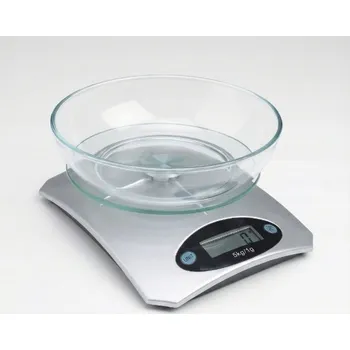Kuchyňská váha Elektronická Kuchyňská Váha se Skleněnou Mísou 5kg LCD Stříbrná