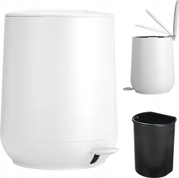 Odpadkový koš Odpadkový koš do koupelny bílý 5 L s víkem a pedálem, vyjímatelná vložka