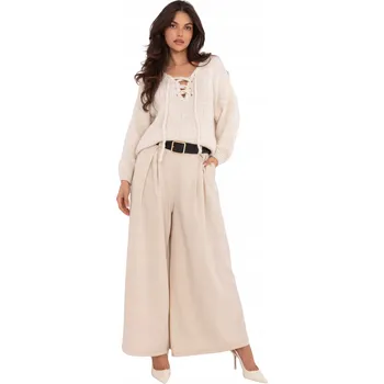 Dámské kalhoty Elegantní kalhoty Italy Moda palazzo béžové dlouhé, univerzální velikost