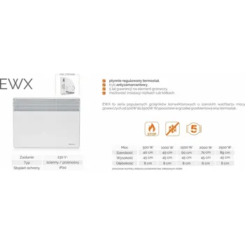 Přímotop Konvektorový ohřívač Warmtec 2000 W bílý